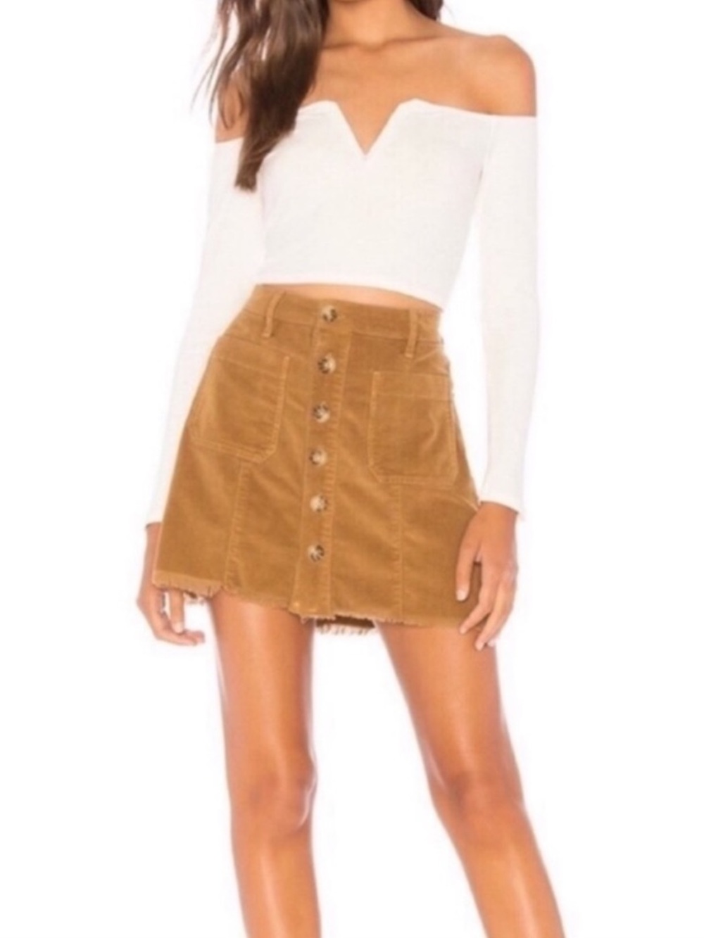 SHOW ME YOUR MUMU Sedona Mini Skirt Hazelnut Corduroy Size XS